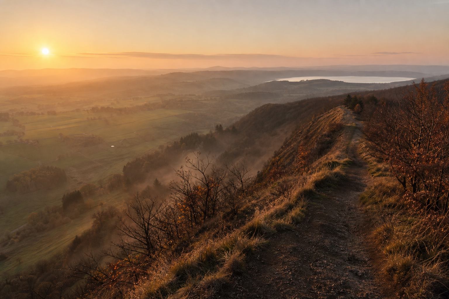 Wandererpfad zwischen Kratern und Weiden der Eifel